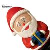 Creative Holiday Souvenir LED Lighted Christmas Santa Claus Figurine, Animated Smile Face Desktop Display Piece Holding Gift Box Statue for