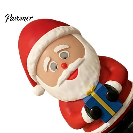 Creative Holiday Souvenir LED Lighted Christmas Santa Claus Figurine, Animated Smile Face Desktop Display Piece Holding Gift Box Statue for