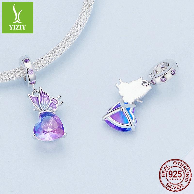 S925 Silver Gradient Purple Butterfly Pendant Bracelet