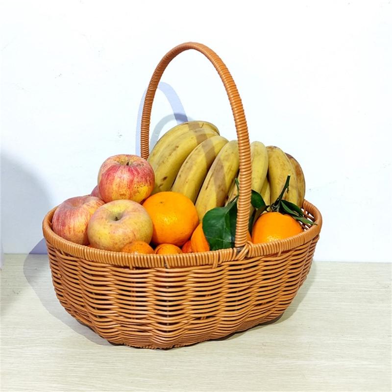 Handwoven Florals Basket Practical Eggs Fruit Storage Basket Flower Baskets with Handle Elegant Ornaments for Women Girl