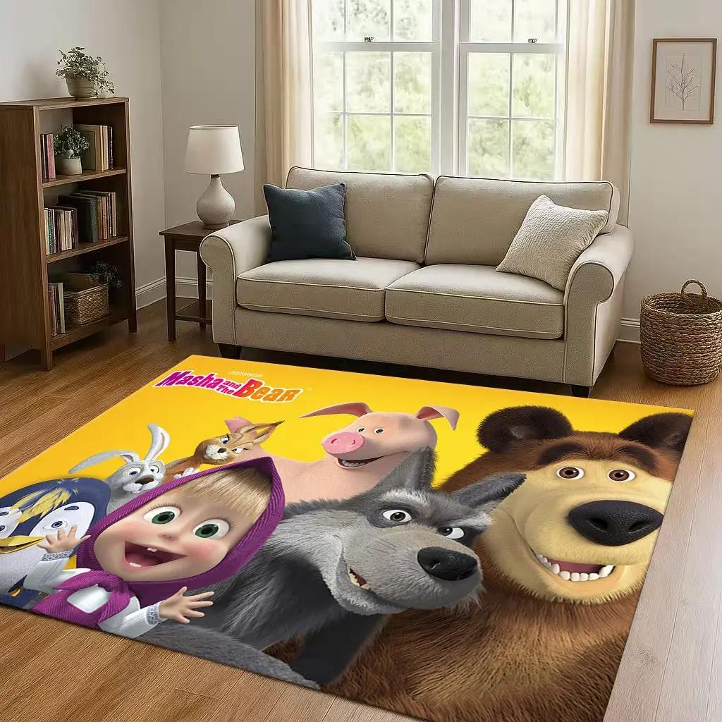 New Cartoon M-Masha And B-Bear Christmas Gift Living Room Non-Slip Area Rug Carpet For Bedroom Playroom Sofa,Home Decor Doormat