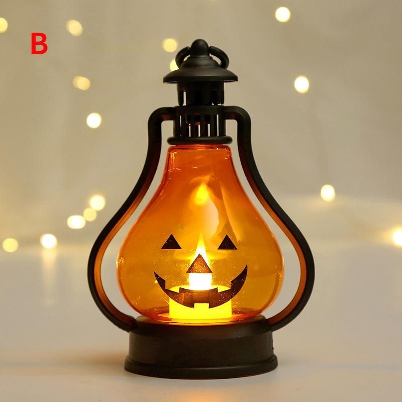 Horror Halloween LED Wind Light Portable Pumpkin Ghost Lantern Bar Desktop Ornament Halloween Decoration Props Party Supplies