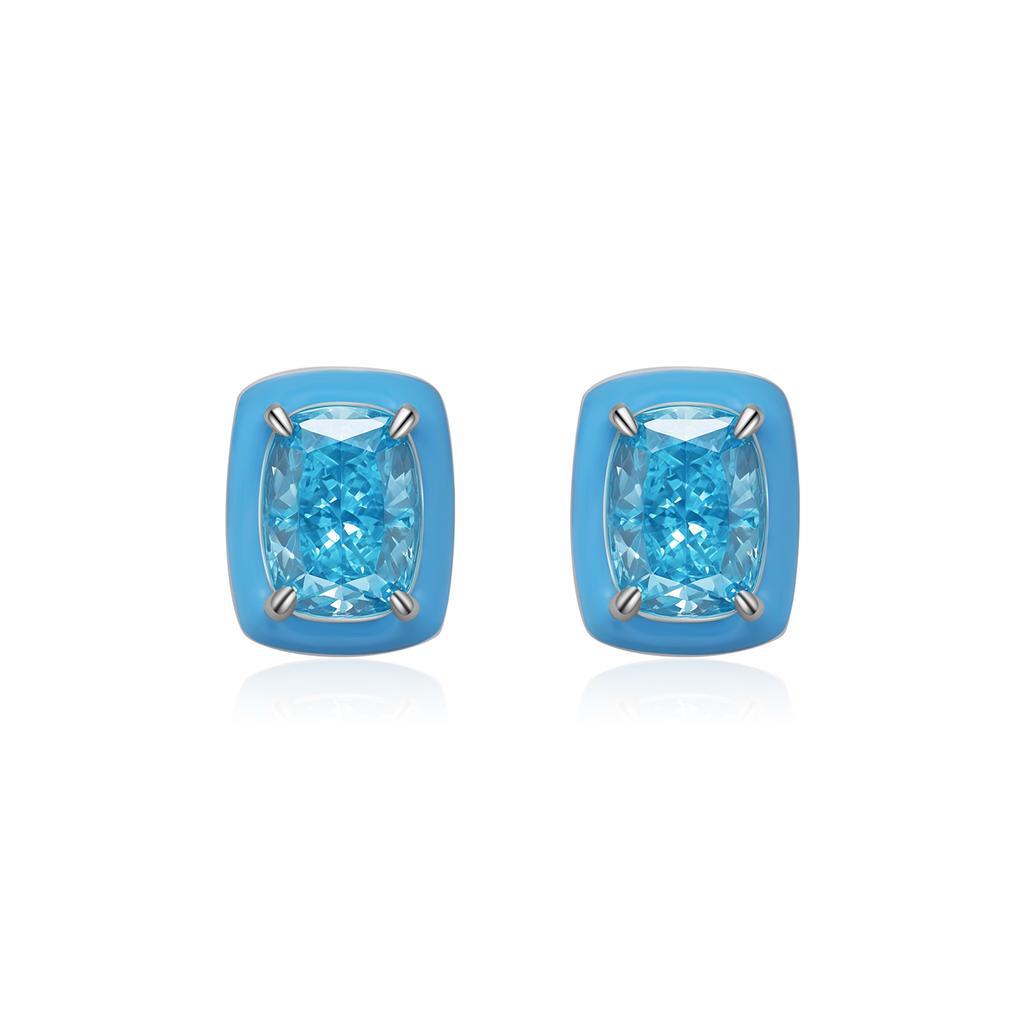 Orecchini Smaltati Multicolore Argento Sterling 925 Lusso Cuore Ovale Taglio Ghiaccio Frantumato Orecchini a Bottone in Zirconia Cubica per Donne Gioielli Raffinati