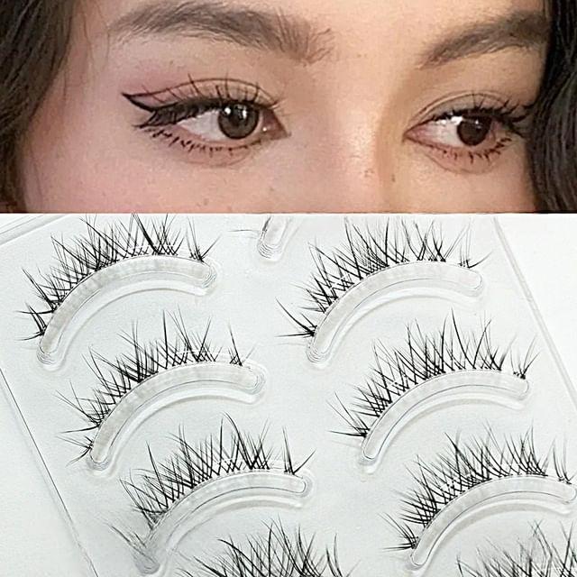 LuxeFlutter - Set of 5 Pairs: Natural Crisscross False Eyelashes M02 - 5 Pairs - Black - One Size