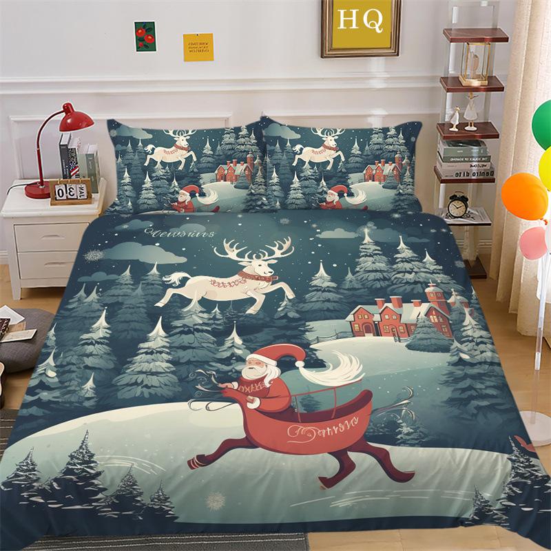Christmas Gift 3D Printed Polyester Pillowcase Quilt Cover Two Or Three-Piece Set Is Available