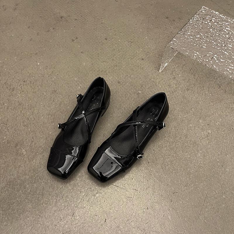 

French skirt high heels fairy thick heel Mary Jane shoes 2024 summer new silver ballet thick heel shoes 35 чёрный