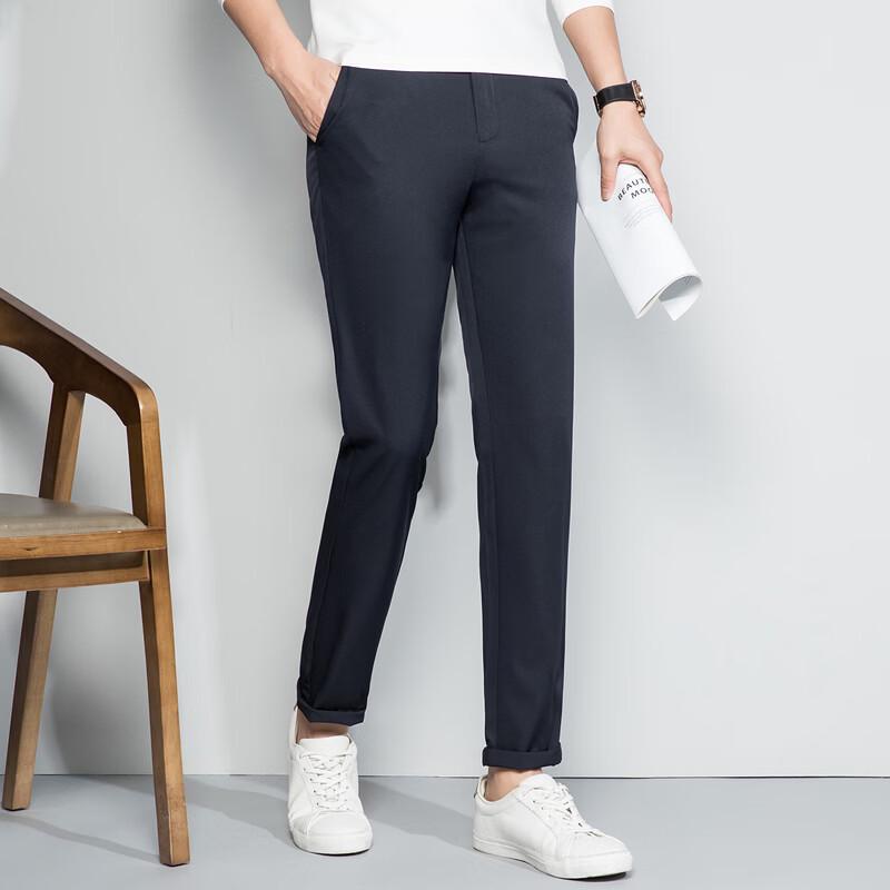 LangSha Men's Straight-Fit Wrinkle-Free Casual Pants