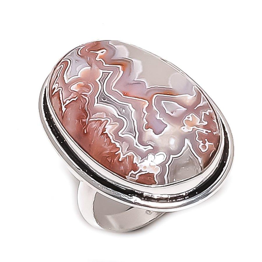 Laguna Lace Agate Gemstone 925 Sterling Silver Jewelry Ring Size 7.5