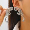Exaggerated Large Bow Set Rhinestones Stud Earrings for Women Shiny Irregular Bow Personality Earrings Party Jewelry Accessories