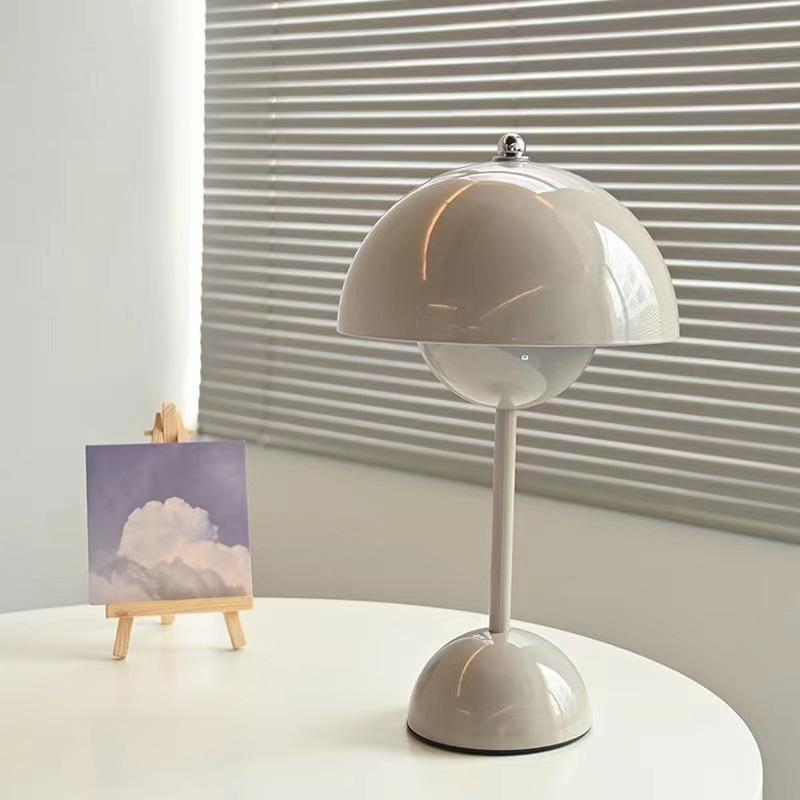 Danish Mushroom Table Lamp - USB Bedroom Night Light with Metal Iron Art Design