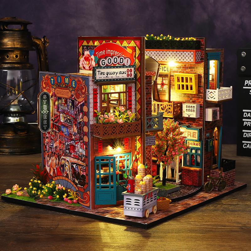 Wooden Mini Doll Houses DIY 3D Puzzle Building Assembly Building Model Toy Home Bedroom Decoration Dollhouse For Christmas Gifts