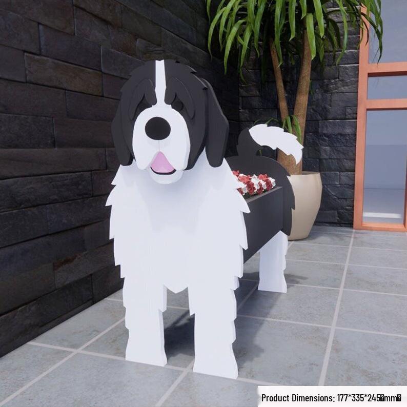 Garden Art Dog and Cat Flower Pot Set
