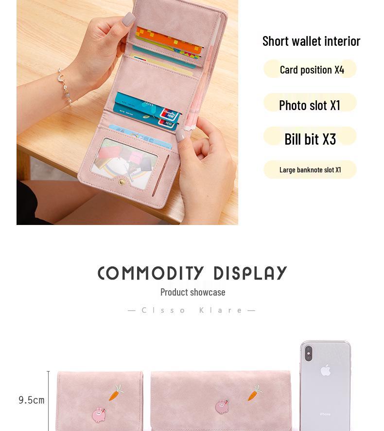 Women's Trendy Korean Style 2025 Wallet - Cute, Simple, Fresh, and Student-Friendly Folding Money Clip