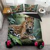 Leopard Flower Pattern Polyester 3D Printed Quilt Cover Comfortable Bedding Cover Luxury Animal Theme Duvet Cover Set Pillowcase