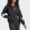 Adidas Future Icons Striped Zip-Up Long Sleeve Hoodie Women Hoodies Black JE0171