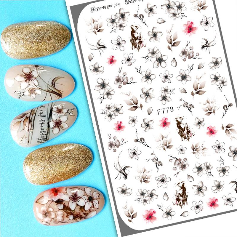 Zurück Kleber Aufkleber 3D Nagel Aufkleber Schwarz Weiß Geometrische Zeichnungen Designs Nagel Aufkleber Dekoration Für Nail Art Schönheit