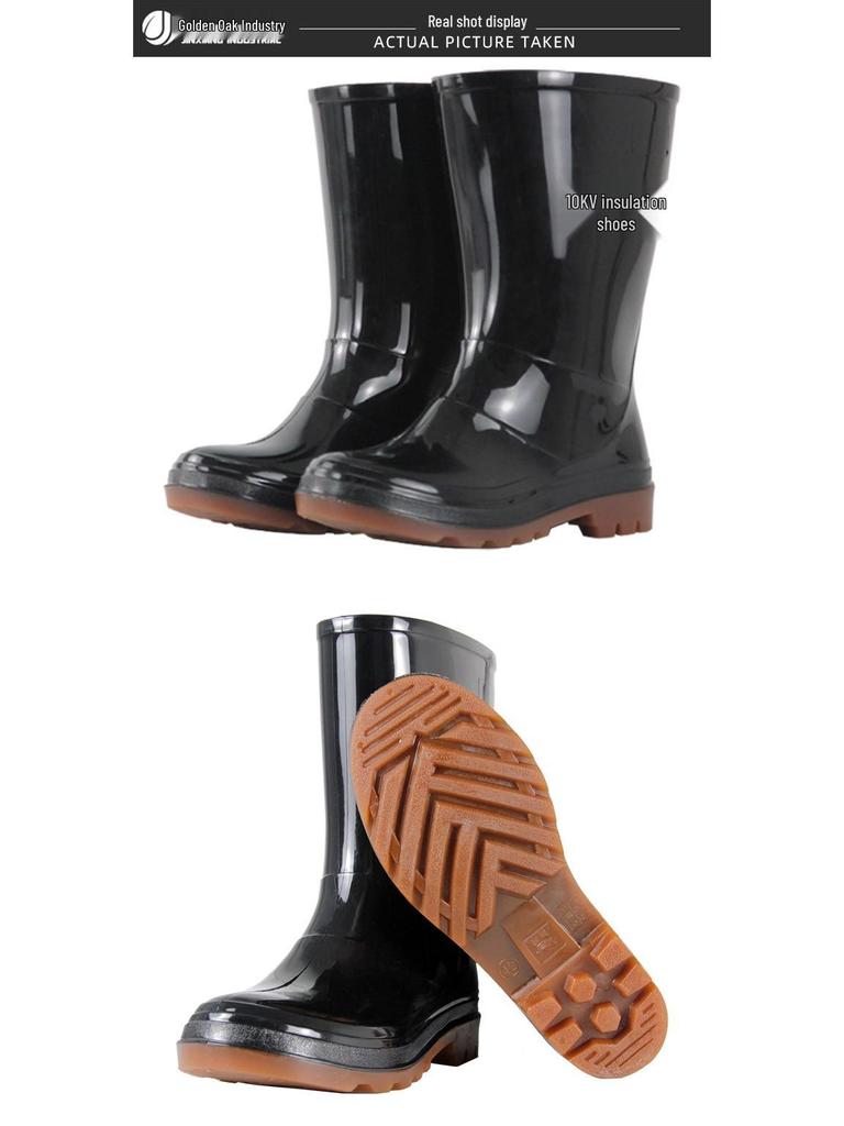 Golden Oak Insulated Waterproof Electrician Safety Boots, 10KV, Non-slip, Anti-leakage, Medium to High Protection.