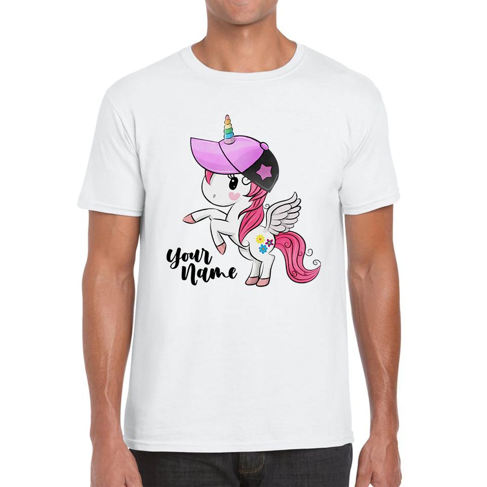 Personalised Your Name Little Unicorn Horse Unisex Mens T Shirt Womens Tops Tees M