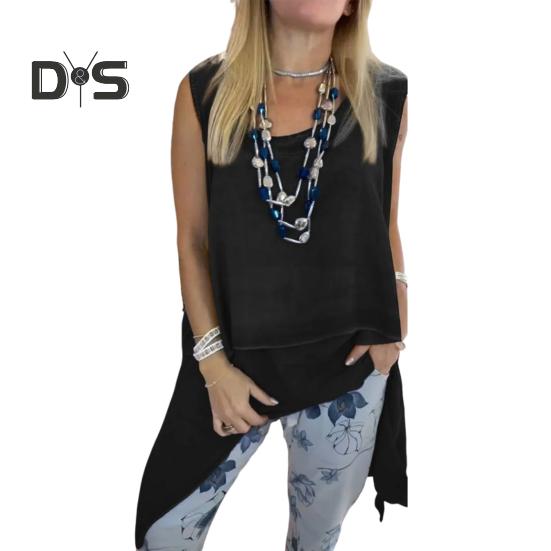 Dames 2-delt loungesett Ermeløs asymmetrisk kant tanktopp Blomsterprintede joggebukser Sett Casual løst antrekk for vår sommer