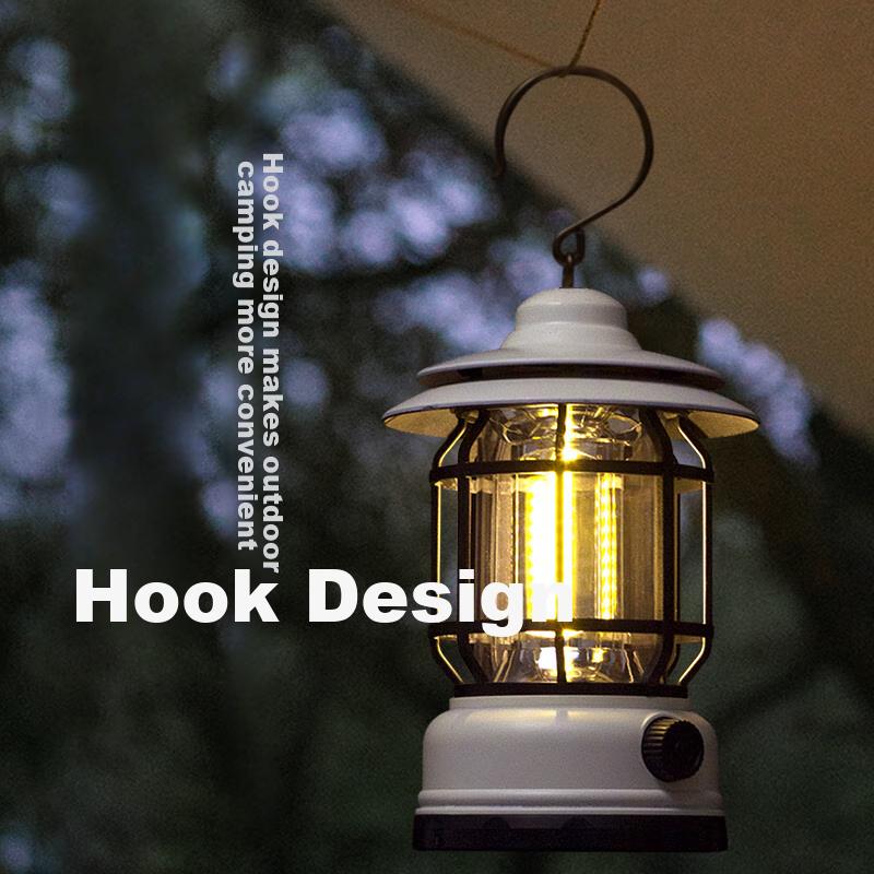 MOTIE Retro Camping Light, Ambient Light, Outdoor Tent Camping Lamp, Rechargeable Lantern, Hanging Light, LED, Ultra-Long Battery Life, Super Bright