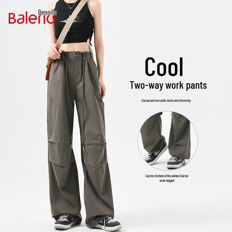 Baleno Women's High-Waist Velcro Wide-Leg Cargo Pants