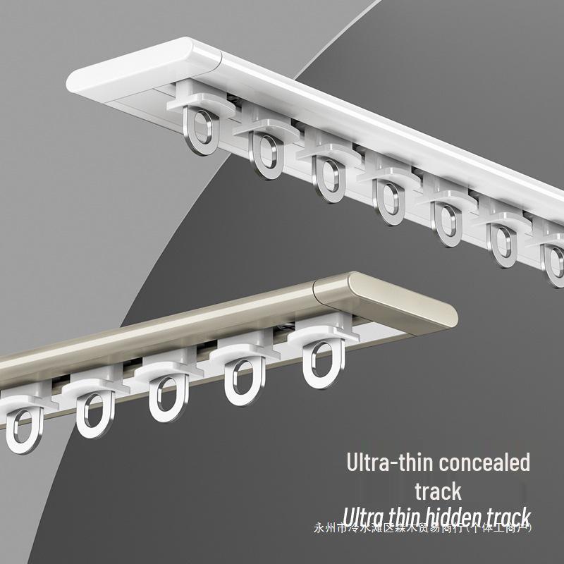 Inward Opening Bay Window Curtain Track - No-Drill, Shaped, Sliding with Hooks
