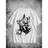 Dark Fantasy Map Print Short Sleeve T-Shirt for Men Fabric Casual Tee with Crew Neck  Breathable, Slight Stretch Material for Summer Style