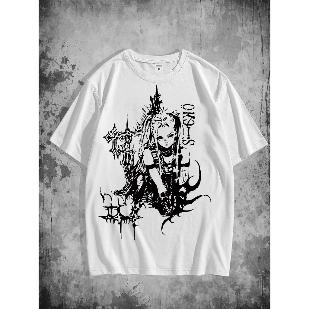 Dark Fantasy Map Print Short Sleeve T-Shirt for Men Fabric Casual Tee with Crew Neck Breathable, Slight Stretch Material for Summer Style