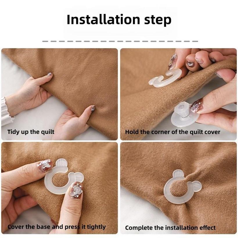 4PCS Duvet Comforter Clips Grippers Quilt Fasteners Button Clips for Inside Corner and Keep Comforter Duvet