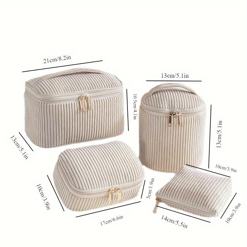 4pcs Velour Cosmetic Bags Set, Large Capacity Handheld Makeup Pouches with Snap Closure, Portable Organizer for Beauty Tools, Unfragranced