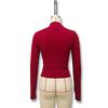 2024 Autumn/Winter Slim-Fit High-Neck Pleated Long-Sleeve Women's Top