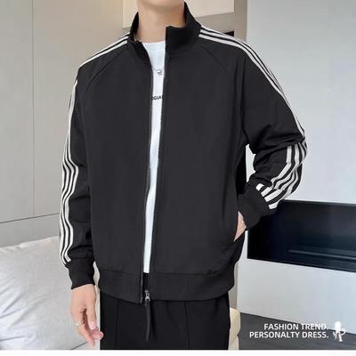 Men's 2026 Trendy Three-Bar Striped Casual Cardigan Jacket