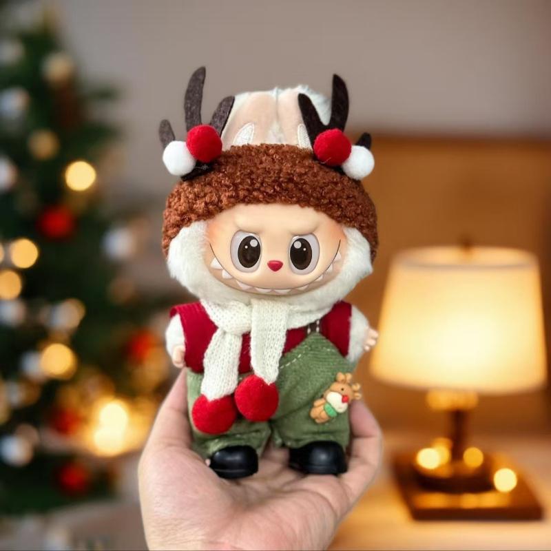 15-17см Костюм Лабубу Шапка Шарф Лось Снеговик Набор Мини Плюшевая Кукла Аксессуары Подарок 5