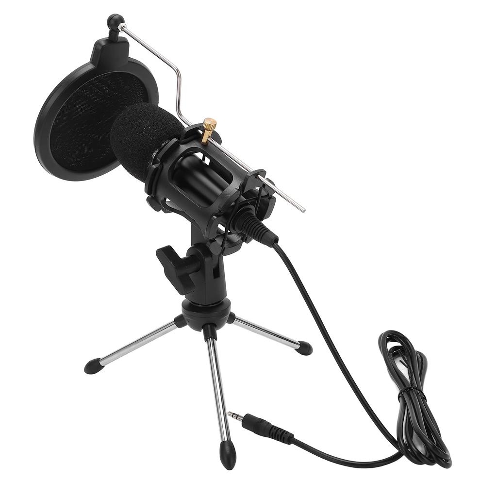 USB Computer Microphone Cardioid Condenser Mic Kit with Foldable Tripod for Studio Recording
