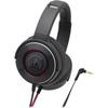 Audio-Technica SOLID BASS Portable Headphones with Deep Bass, Black/Red ATH-WS550 BRD