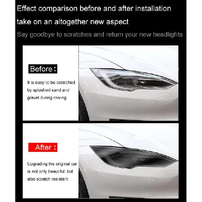 For Tesla Model X TPU Blackened Headlight Taillight Foglight Protective Film for Model S 2024 Black Color Changing Films