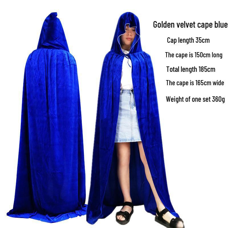 Adult Halloween Gold Velvet Witch & Vampire Cape Cloak 90cm (cloak only)