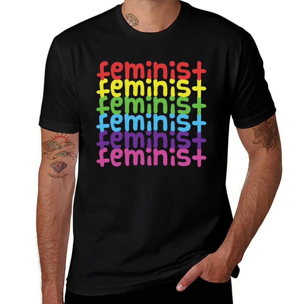 Feminist Rainbow Tshirt Antifade Casual Tee Shirt