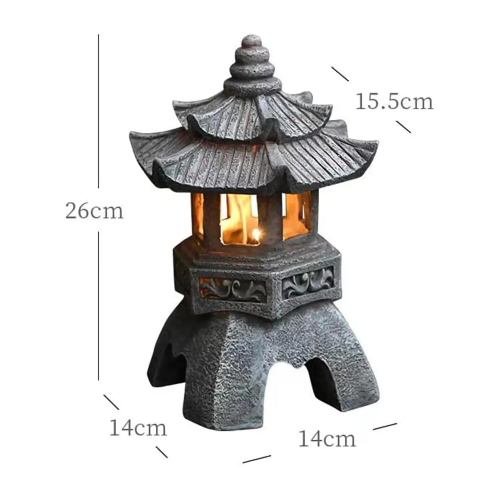 

Latest Models Solar LED Pagoda Lantern for Balcony Garden Outdoor Statue Light Japanese Resin Landscape Decorative Lamp Ornament