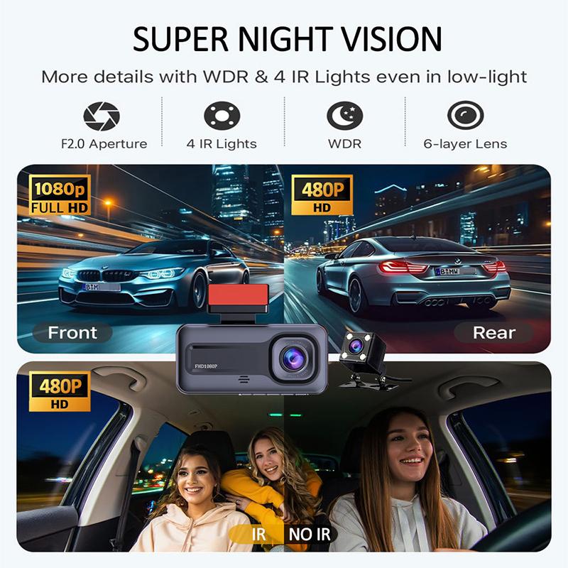 2/3Lens Dash Cam for Cars Camera 1080P WIFI APP Video Recorder Rear View Camera for Vehicle Car DVR Black Box Car accessories