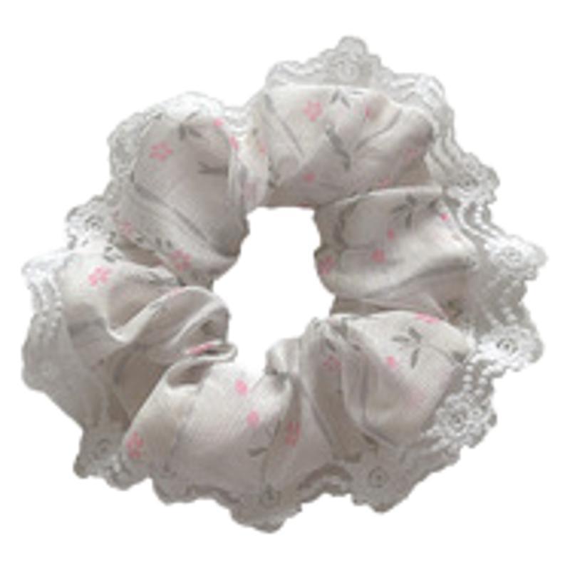 Korean Style Summer Scrunchie with Lace Bowknot - Floral Hair Accessory for Women