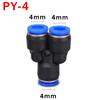 3 Way Port Y Shape Air Pneumatic Pipe Fittings 4mm6mm 8mm10mm12mm Plastic Connector Fitting Quick Push Connecting PY PW Connect