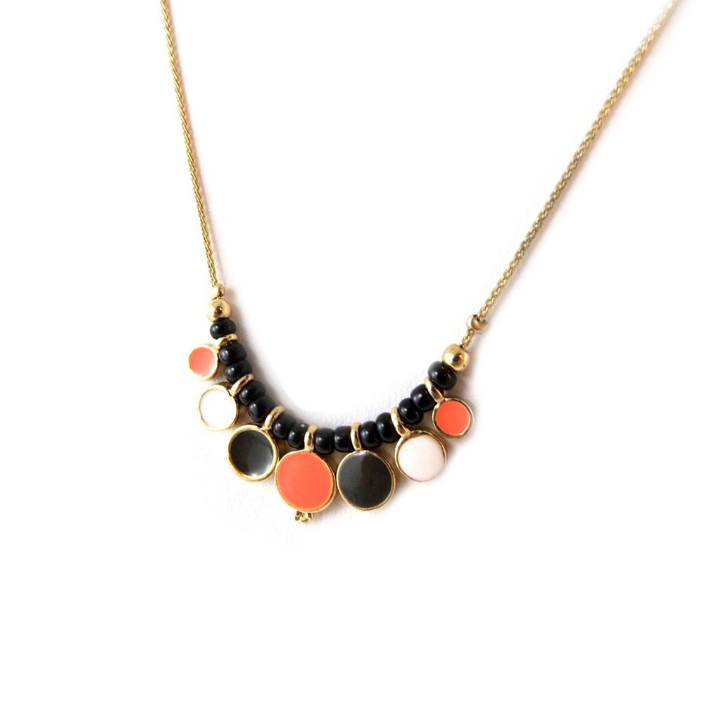 Les Trésors De Lily [N8815] - Designer Necklace 'Scarlett' Orange Black