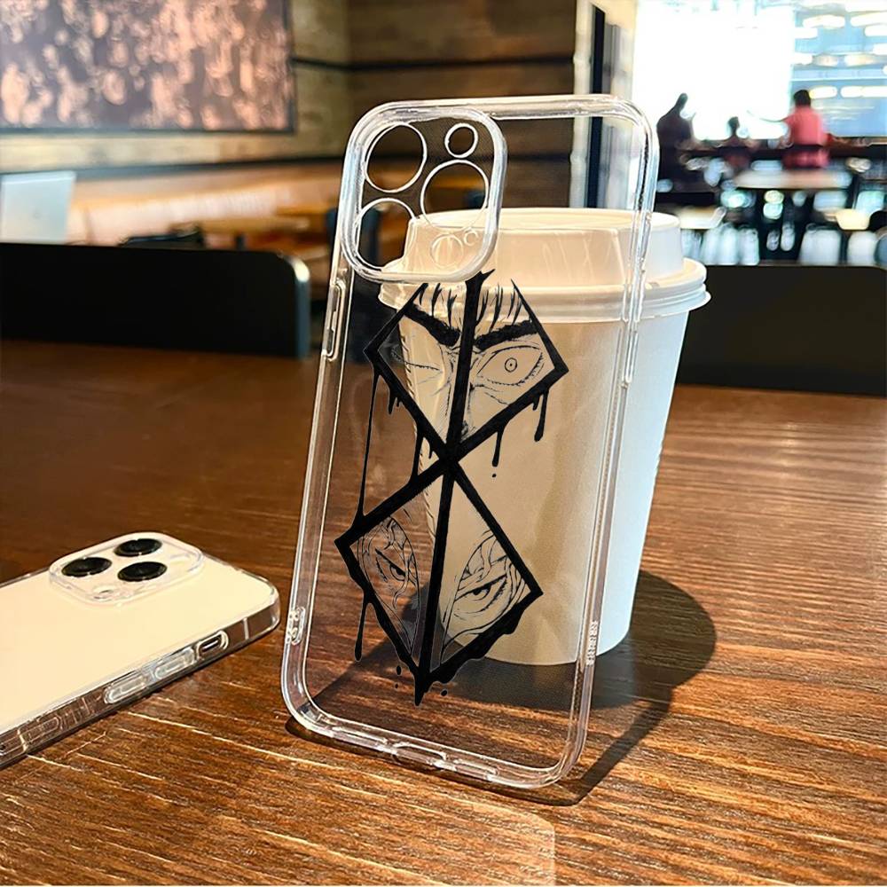 CUSTODIA TELEFONO ANIME GIAPPONESE B-Berserk Cool Per iPhone17,16,15,14,13,12,11 Plus,Pro Max Cover Trasparente Morbida