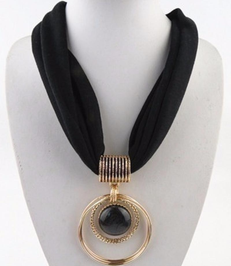 

Шарф из сплава, кольцо с подвеской, женский воротник из полиэстера, шарфы для женщин чёрный