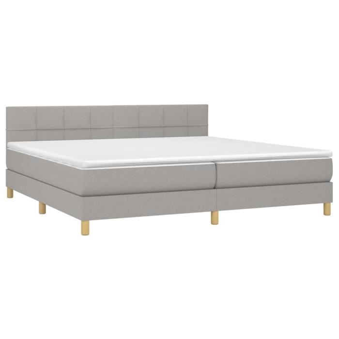 3140641 vidaXL Lit à sommier tapissier avec matelas Gris clair 200x200cm Tissu