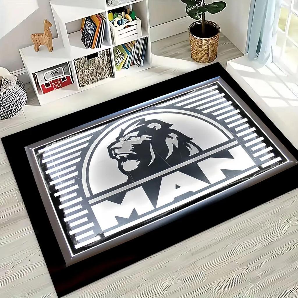 3D Man Truck Logo Motorcycle Carpet Rug for Bedroom Living Room Sofa Home Doormat Decor,Large Kids Play Non-slip Floor Mat