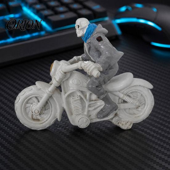 Motorcycle Hall Ornament Halloween Skeleton Ornament, Resin Figurines, Durable Matte Finish Boys Desktop Decoration Collectible Statue, for