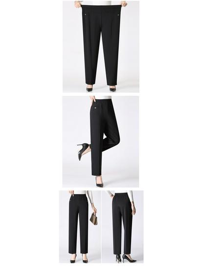 Plus Size Velvet-Lined Pants for Middle-Aged & Elderly Women - Autumn/Winter Straight Leg