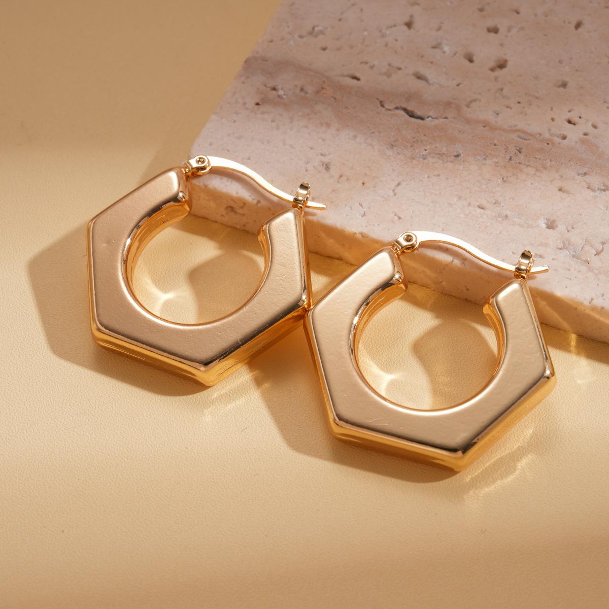 Geometric polygon round ear buckle simple niche earrings